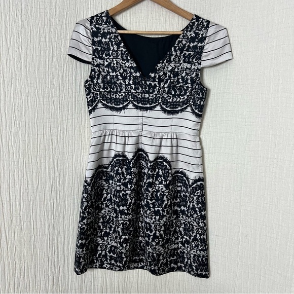 Tibi High Tea Black Lace Print Dress Soft Pink Black - Picture 9 of 11